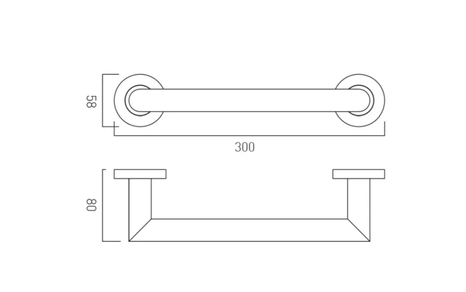 Vado Individual Spa Grab Or Towel Rail 300mm (12") Brushed Black technical drawing - Image 2