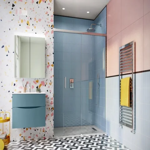 Crosswater Design 8 Soft Close Sliding 8mm Shower Door 1500mm Silver product image - Image 1