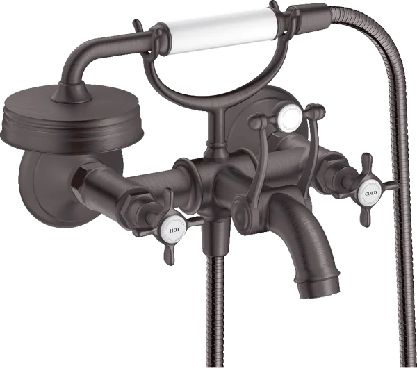Axor Montreux 2-handle Manual Bath Mixer For Exposed Installation With Cross Handles Brushed Black Chrome