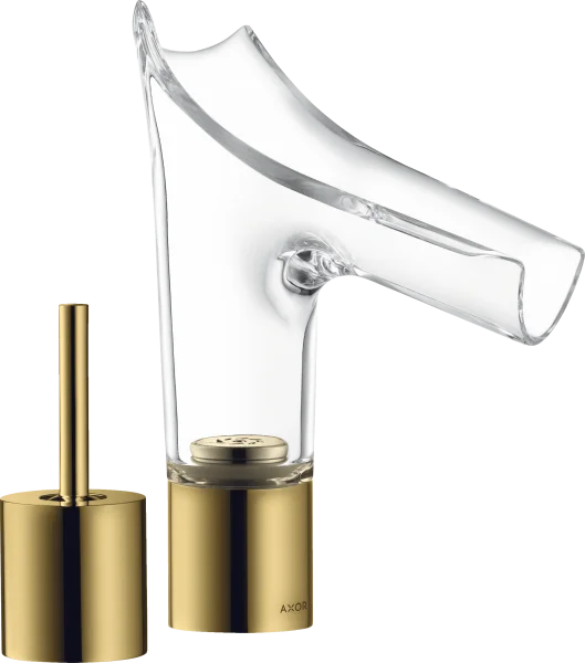 Axor Starck V 2-hole Basin Mixer 110 With Glass Spout Without Waste Gold Polished