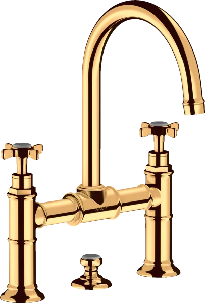 Axor Montreux 2-handle Basin Mixer 220 With Cross Handles And Pop-up Waste Gold Polished