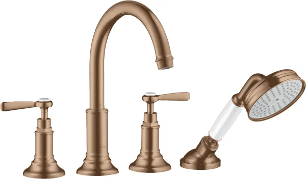 Axor Montreux 4-hole Rim-mounted Bath Mixer With Lever Handles Brushed Red Gold
