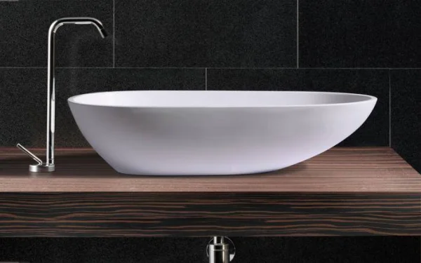 StoneKAST Ovale Sit On Basin Matt White 600x320mm