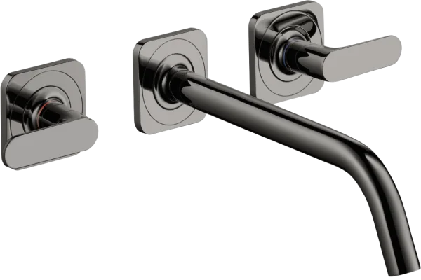 Axor Citterio M 3-hole Basin Mixer For Concealed Installation Wall-mounted With Spout 226 Mm, Lever Handles And Escutcheons Polished Black Chrome