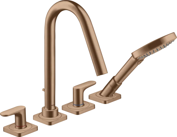Axor Citterio M 4-hole Tile Mounted Bath Mixer With Lever Handles And Escutcheons Brushed Red Gold