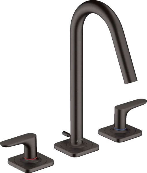 Axor Citterio M 3-hole Basin Mixer 160 With Lever Handles, Escutcheons And Pop-up Waste Brushed Black Chrome