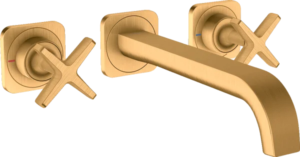 Axor Citterio E 3-hole Basin Mixer For Concealed Installation Wall-mounted With Spout 220 Mm And Escutcheons Gold Brushed