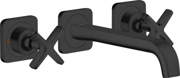 Axor Citterio E 3-hole Basin Mixer For Concealed Installation Wall-mounted With Spout 220 Mm And Escutcheons Matt Black