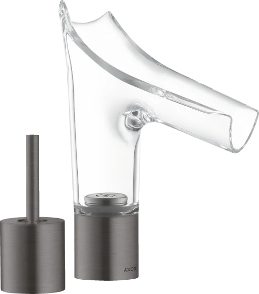 Axor Starck V 2-hole Basin Mixer 110 With Glass Spout Without Waste Brushed Black Chrome
