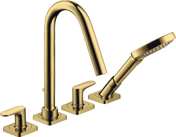 Axor Citterio M 4-hole Tile Mounted Bath Mixer With Lever Handles And Escutcheons Gold Polished
