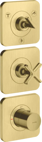 Axor Citterio E Thermostatic Module 380/120 For Concealed Installation For 3 Outlets With Escutcheons Brushed Brass