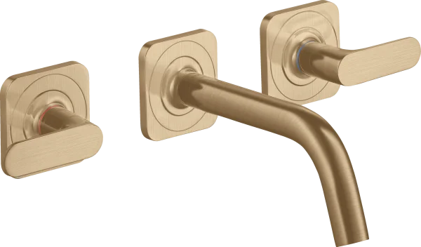Axor Citterio M 3-hole Basin Mixer For Concealed Installation Wall-mounted With Spout 166 Mm, Lever Handles And Escutcheons Brushed Bronze