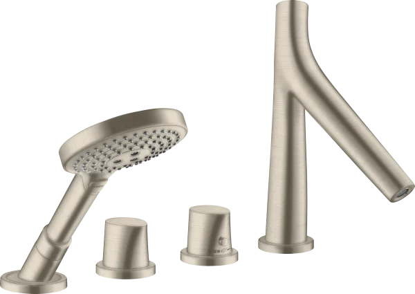 Axor Starck Organic 4-hole Rim-mounted Thermostatic Bath Mixer Brushed Nickel