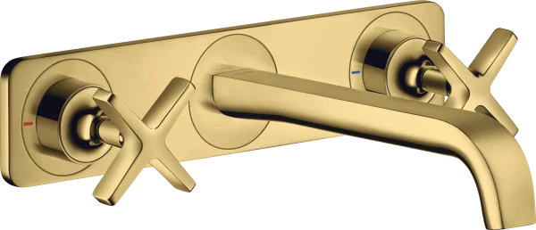 Axor Citterio E 3-hole Basin Mixer For Concealed Installation Wall-mounted With Spout 220 Mm And Plate Gold Polished