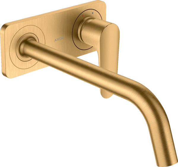 Axor Citterio M Single Lever Basin Mixer For Concealed Installation Wall-mounted With Spout 227 Mm And Plate Brushed Brass