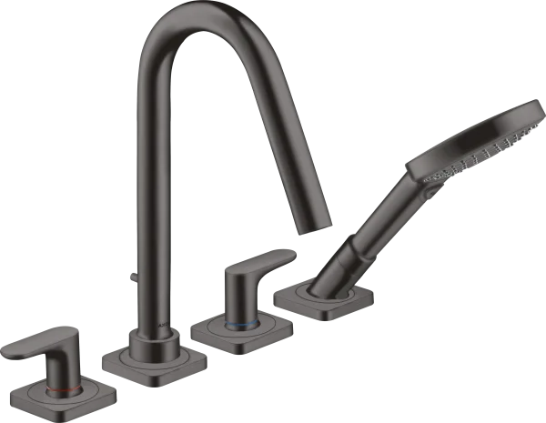 Axor Citterio M 4-hole Tile Mounted Bath Mixer With Lever Handles And Escutcheons Brushed Black Chrome
