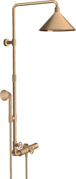 Axor Showers/front Showerpipe With Thermostatic Mixer And 2jet Overhead Shower 240 Brushed Bronze