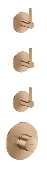 Axor One Thermostatic Module For Concealed Installation For 3 Functions With Lever Handle Brushed Red Gold
