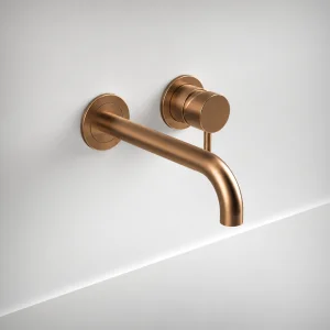 Ava Trend 2 Hole Wall Mounted Basin Mixer W/ Flanges 3.0 - Brushed Bronze