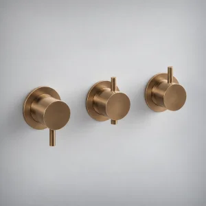 Ava Trend 2 Way 3 Handle Thermostatic Valve W/ Flanges - Brushed Bronze