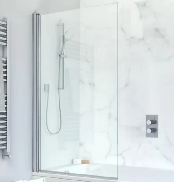 Crosswater Design 8 Single Bath Screen Silver product image - Image 1