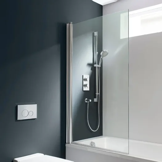 Crosswater Design 8 Single Bath Screen Silver detail view - Image 4