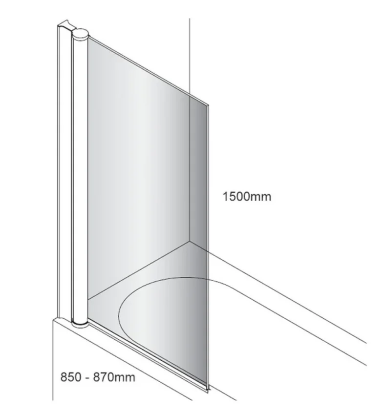 Crosswater Design 8 Single Bath Screen Silver detail view - Image 5