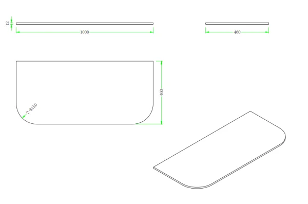 Faeber Lunar 12mm Countertop 1000mm Matt White