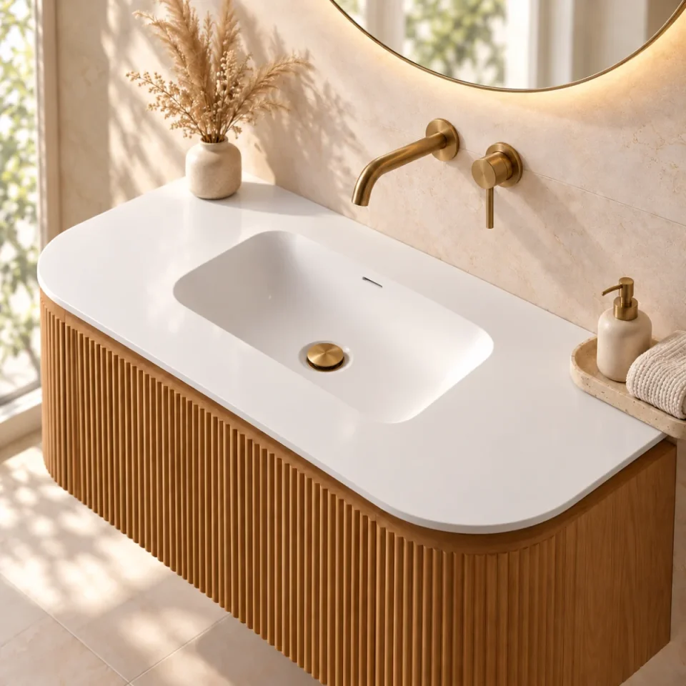 Faeber Lunar Basin 1000mm Gloss White - 0th (pilot-drilled) product image - Image 1