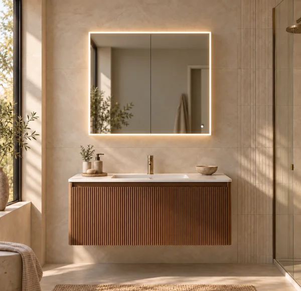 Faeber Edge 900 Led 2 Door Illuminated Mirror Cabinet (recess Compatible)