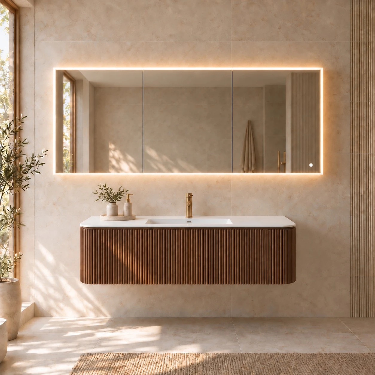 Faeber Edge 1500 Led 3 Door Illuminated Mirror Cabinet (recess Compatible)