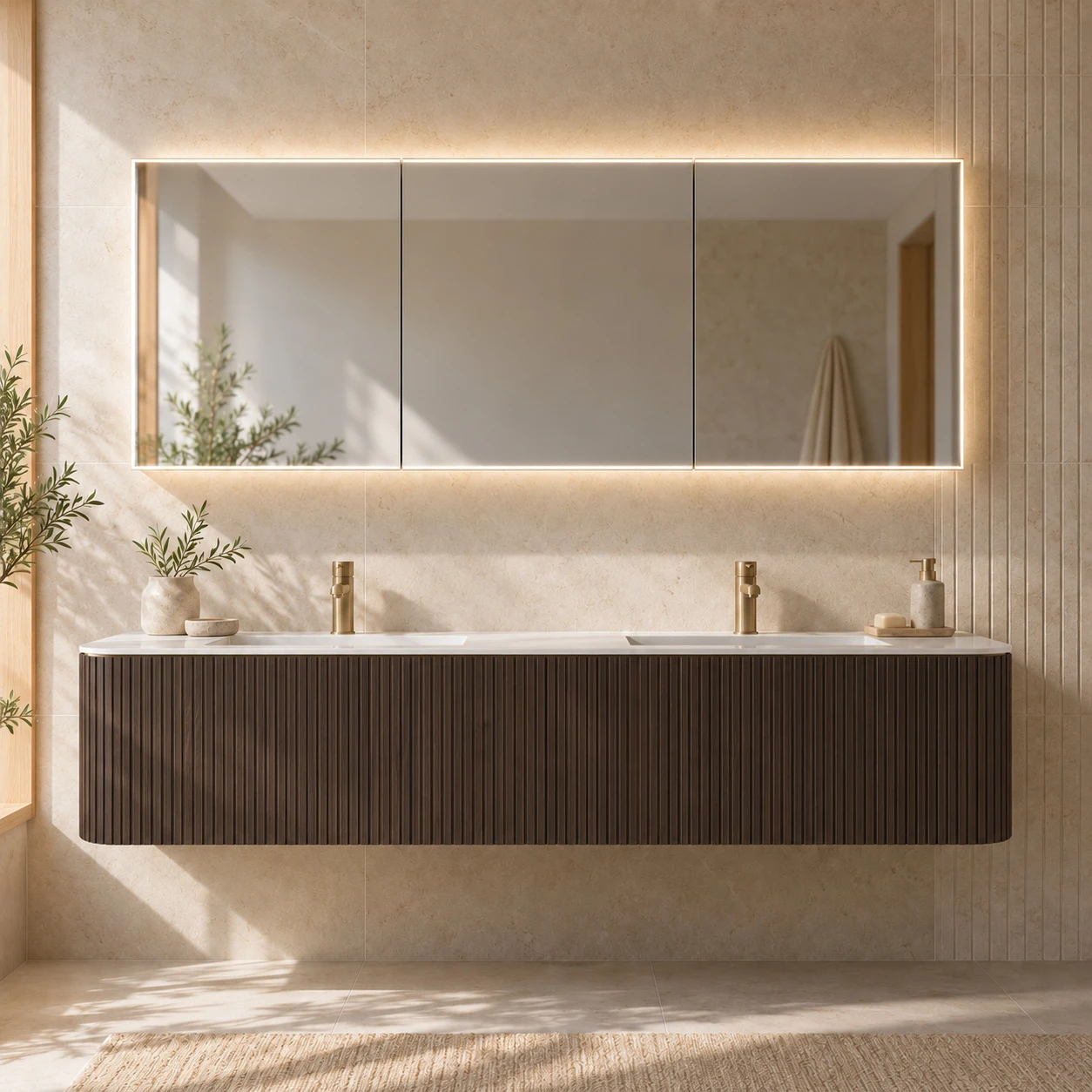 Faeber Edge 1800 Led 3 Door Illuminated Mirror Cabinet (recess Compatible)
