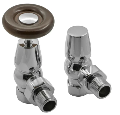 Reina Surrey Radiator Valves - Angled Chrome