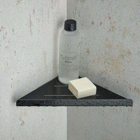 Vado Individual Corner Shelf Brushed Black detail view - Image 2