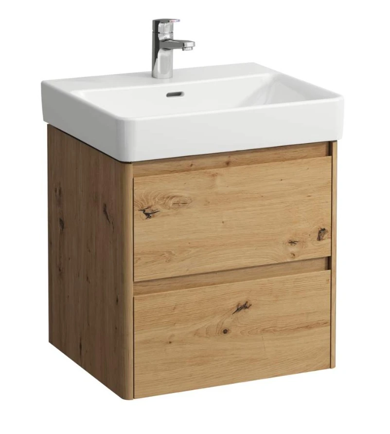 Laufen Base 2.0 Vanity Unit 520 X 445 X 515mm 2 Drawer, For Washbasin 810962 - Wild Oak