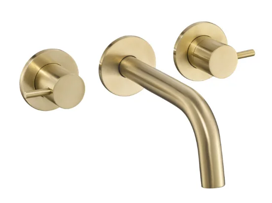 Just Taps Vos 3 hole basin mixer brushed brass 