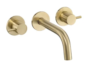 Just Taps Vos 3 hole basin mixer brushed brass 