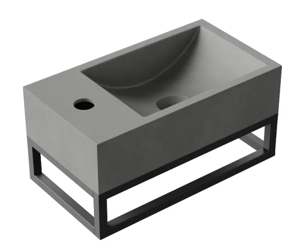 Hib Entero 40cm Wall Mounted Basin With Black Frame Concrete Grey