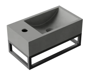 Hib Entero 40cm Wall Mounted Basin With Black Frame Concrete Grey