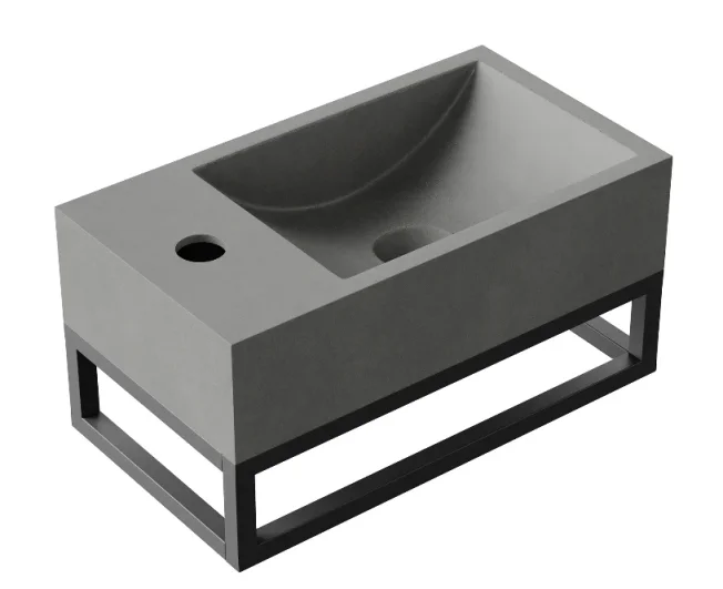 Hib Entero 40cm Wall Mounted Basin With Black Frame Concrete Grey product image - Image 1