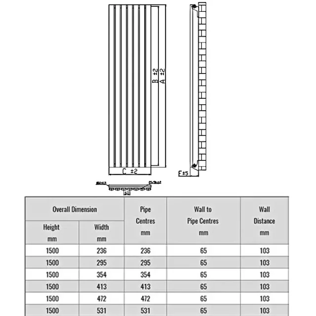 Reina Neva Designer Radiator - 1500 X 413 Single Anthracite detail view - Image 3
