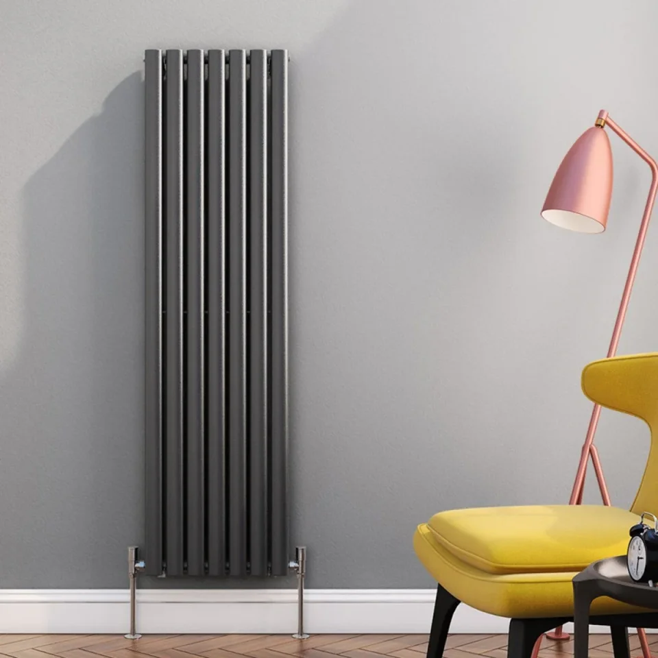Reina Neva Designer Radiator - 1500 X 413 Single Anthracite detail view - Image 4
