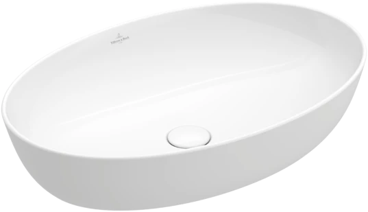 Villeroy & Boch Artis Surface-mounted Washbasin Oval, For Wall-mounted Washbasin Mixers Or Tall Pillar Tap Fittings, Without Tap Hole Area, Without Overflow 610 X 410 Mm White Alpin (4198.61.01)