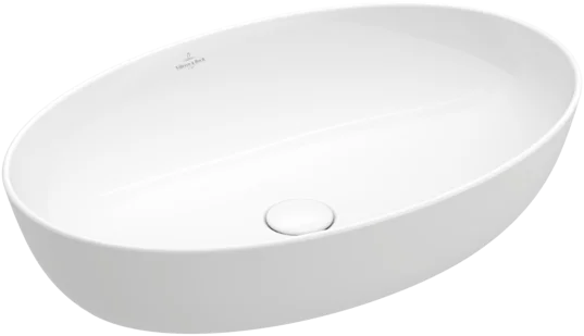 Villeroy & Boch Artis Surface-mounted Washbasin Oval, For Wall-mounted Washbasin Mixers Or Tall Pillar Tap Fittings, Without Tap Hole Area, Without Overflow 610 X 410 Mm White Alpin (4198.61.01)