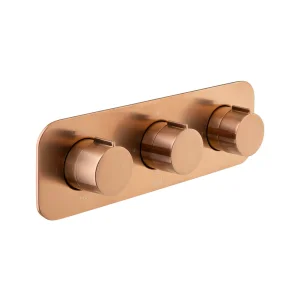 Vado Individual Tablet Altitude Horizontal Concealed 3 Outlet, 3 Handle Thermostatic Valve With All-flow Function Brushed Bronze