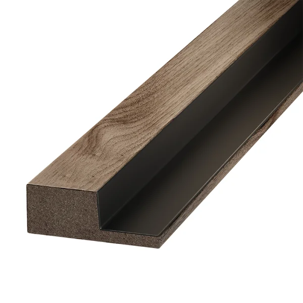 Abacus Slatwall - Slatted Wall Panelling Walnut And Black End Cap Tongued