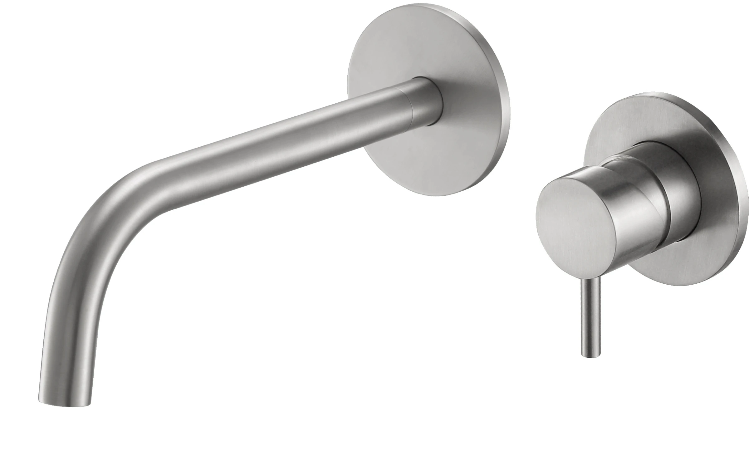 INOX Single Lever Wall Mounted Basin Mixer with Slim Spout 200mm
