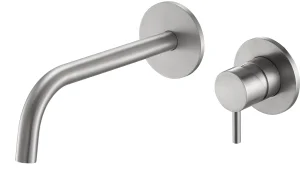 INOX Single Lever Wall Mounted Basin Mixer with Slim Spout 200mm