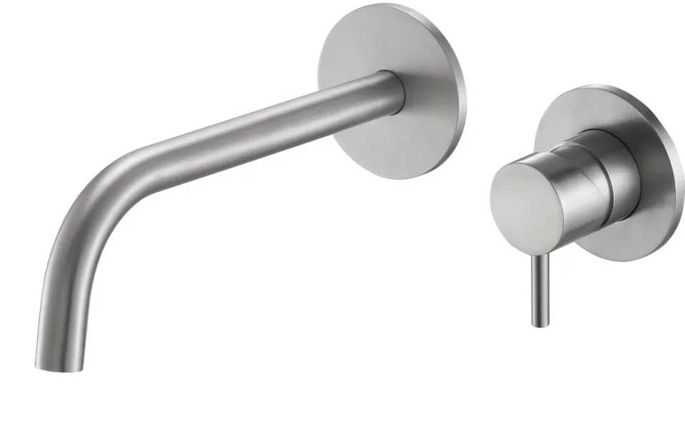INOX Single Lever Wall Mounted Basin Mixer with Slim Spout 200mm product image - Image 1