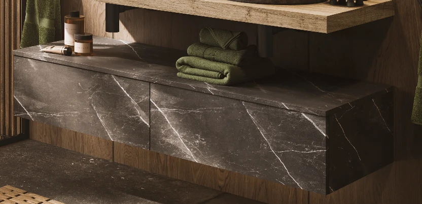 HiB Blend Bathroom Unit - Black Marble 60cm